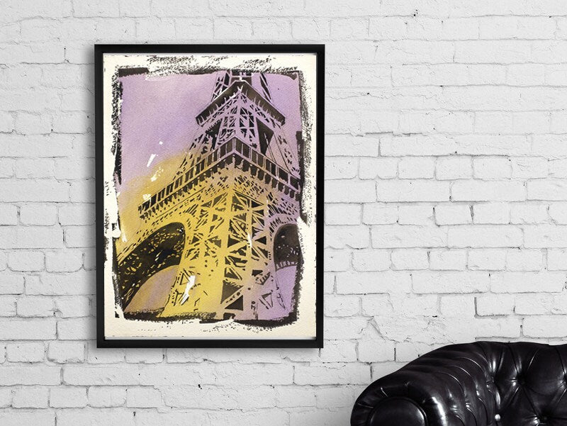 Eiffel Tower- Paris, France artwork.  Art Eiffel Tower print.  Watercolor original painting Paris France art.  Watercolor painting Paris (print)