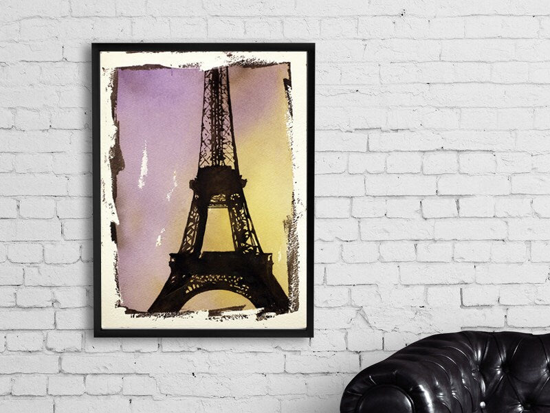 Eiffel Tower fine art painting- Paris France.  Watercolor Eiffel Tower painting home decor Paris Eiffel Tower artwork watercolor decor Paris (print)