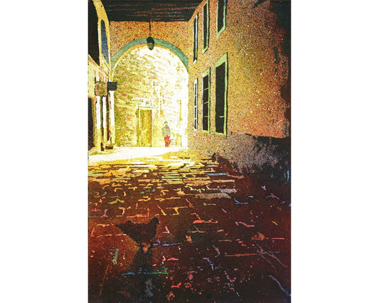 This watercolor street scene shows the dynamic architecture and color of Guanajuato, Mexico—ideal as a travel keepsake or gift for global art lovers.